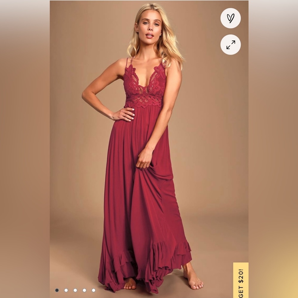 Free People Burgundy Lace Maxi Dress